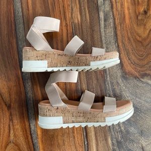 Steve Madden Bandi Elastic Cork Platform Wedge Sandals